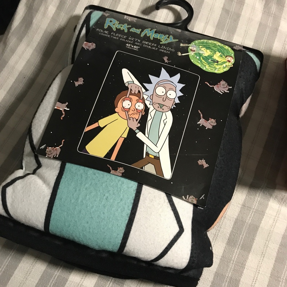 Rick and Morty fleece with Sherpa lining blanket